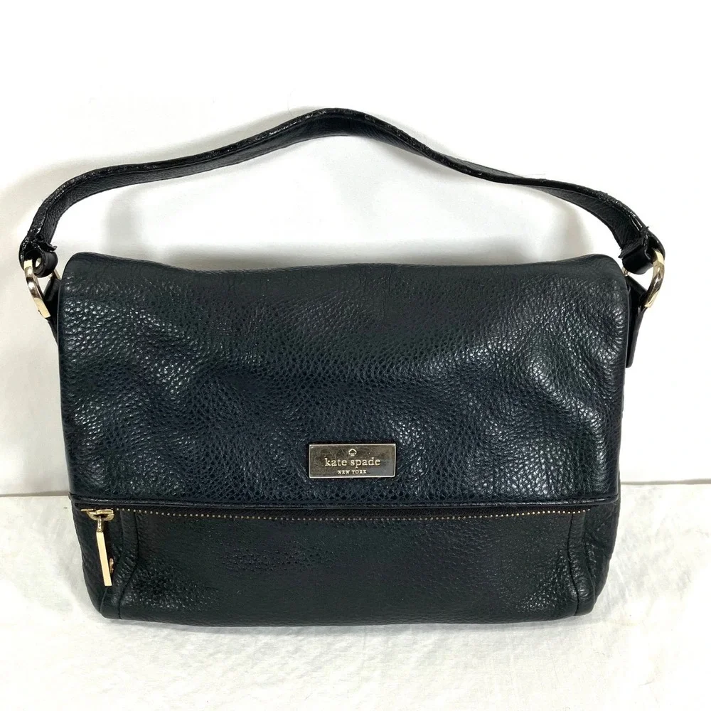 Kate Spade New York Highland Place Mini Maria Black Pebble Leather Crossbody Bag